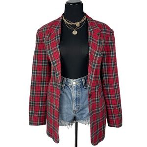 Sold🥀 Vintage Tartan Plaid Oversized Christmas Holiday Blazer Size 14